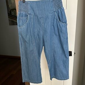 Free People Blue Cropped haram jeans